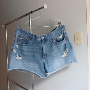 Madewell Distressed‎ high-waisted denim shorts